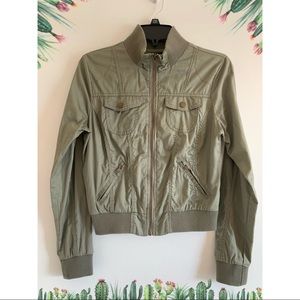 Green mid waist bomber jacket